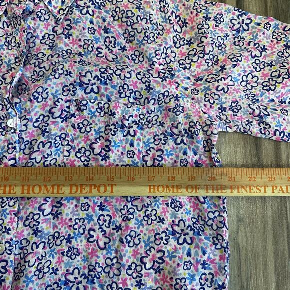 Lilly‎ Pulitzer Sea View Button Down Fun Sun Repeat Ditsy Size L Linen Coastal - Picture 7 of 8
